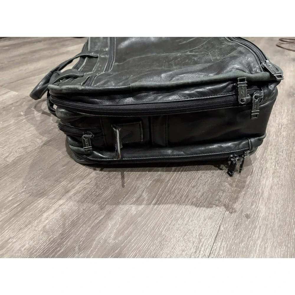 TUMI Alpha Leather Laptop Briefcase - 9674D3 - Black Travel Bag